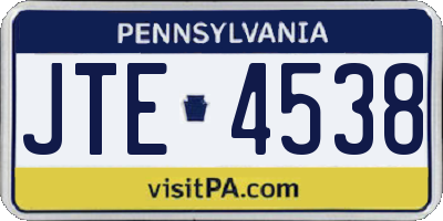 PA license plate JTE4538