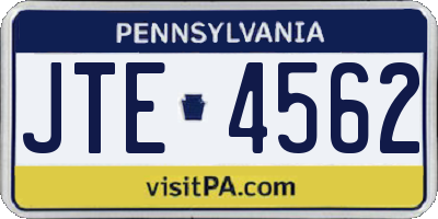 PA license plate JTE4562
