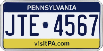 PA license plate JTE4567