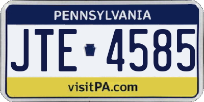 PA license plate JTE4585