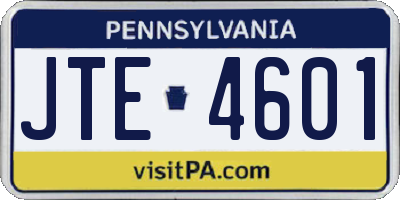 PA license plate JTE4601
