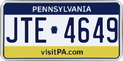 PA license plate JTE4649