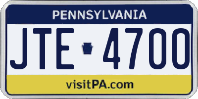 PA license plate JTE4700