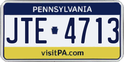 PA license plate JTE4713