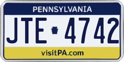 PA license plate JTE4742