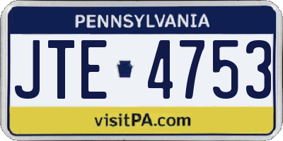 PA license plate JTE4753