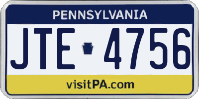 PA license plate JTE4756