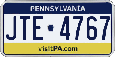PA license plate JTE4767
