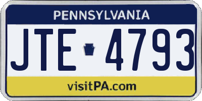 PA license plate JTE4793