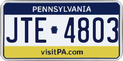 PA license plate JTE4803