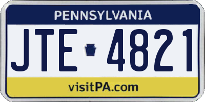 PA license plate JTE4821