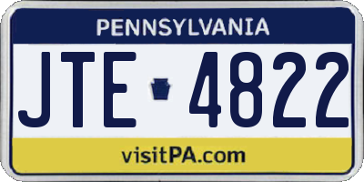 PA license plate JTE4822