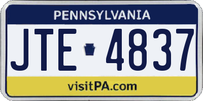 PA license plate JTE4837