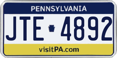 PA license plate JTE4892