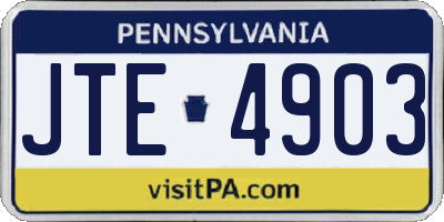 PA license plate JTE4903