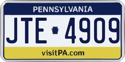 PA license plate JTE4909