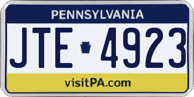 PA license plate JTE4923