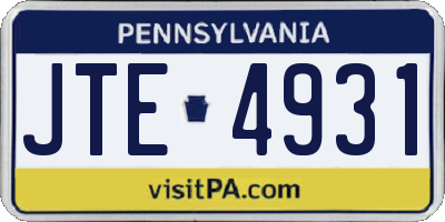 PA license plate JTE4931