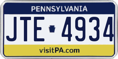 PA license plate JTE4934