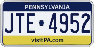 PA license plate JTE4952