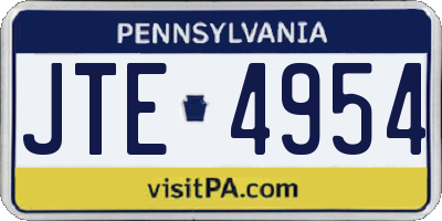 PA license plate JTE4954