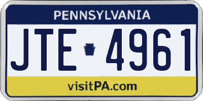 PA license plate JTE4961