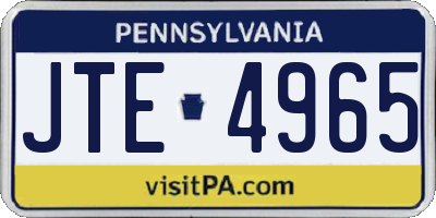 PA license plate JTE4965