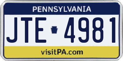 PA license plate JTE4981