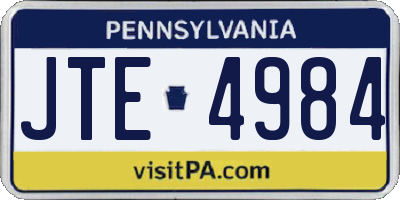 PA license plate JTE4984