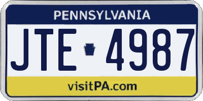 PA license plate JTE4987