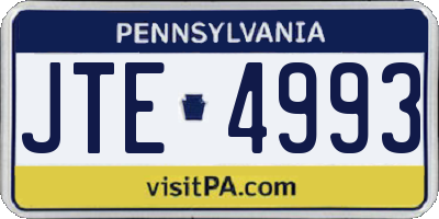 PA license plate JTE4993