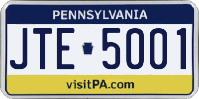 PA license plate JTE5001