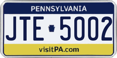 PA license plate JTE5002
