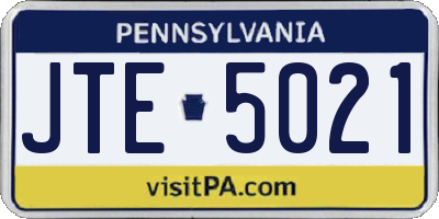 PA license plate JTE5021