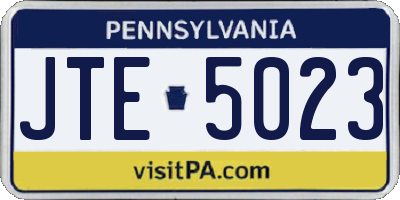 PA license plate JTE5023