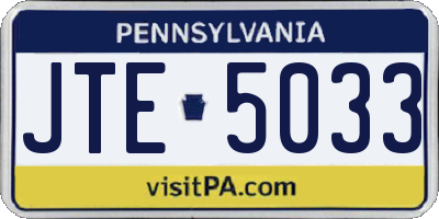 PA license plate JTE5033