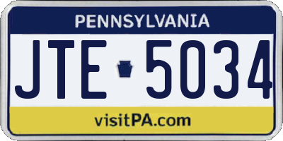 PA license plate JTE5034