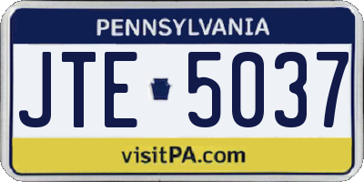 PA license plate JTE5037