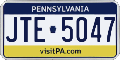 PA license plate JTE5047
