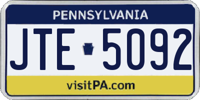 PA license plate JTE5092