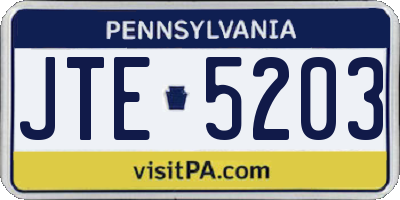 PA license plate JTE5203