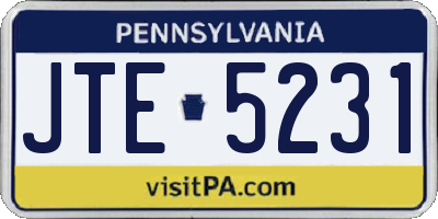 PA license plate JTE5231