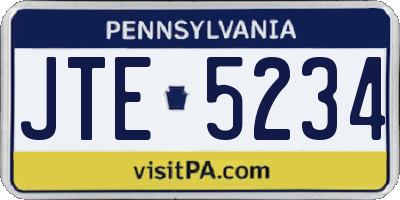 PA license plate JTE5234