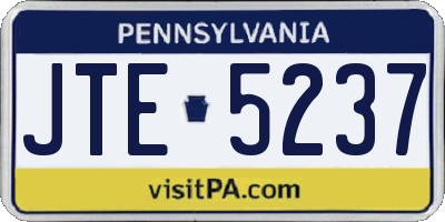 PA license plate JTE5237