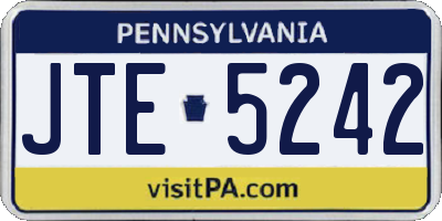 PA license plate JTE5242