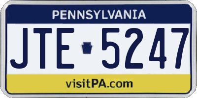 PA license plate JTE5247