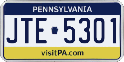 PA license plate JTE5301