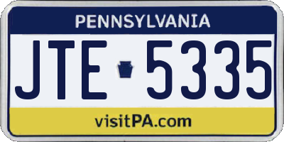 PA license plate JTE5335
