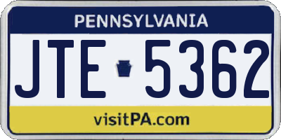 PA license plate JTE5362