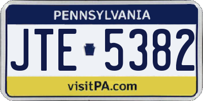 PA license plate JTE5382
